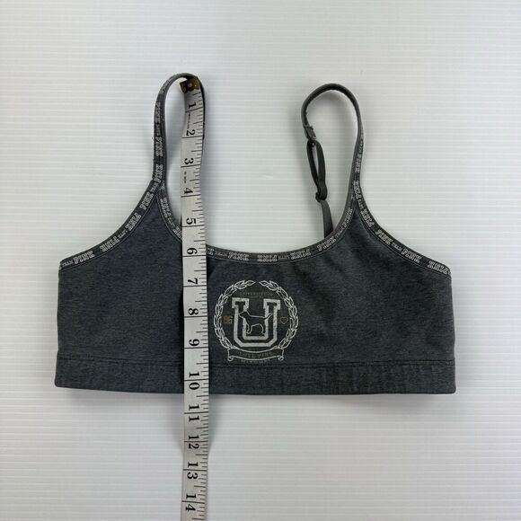 Victoria’s Secret PINK Team Gray Sports Bra Bralette Small Adjustable Straps - Picture 8 of 8